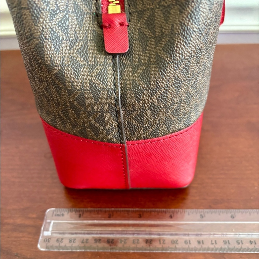 Michael Kors Savannah Large Satchel Bag in Scarlet Red – Leather Handbag - Picture 12 of 14
